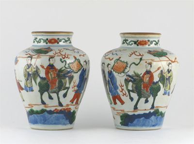 Appraisal: A pair of Chinese wucai vases painted with a procession