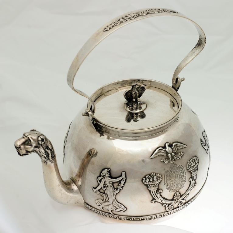 Appraisal: FRENCH SILVER HOT WATER KETTLE c - of globular form