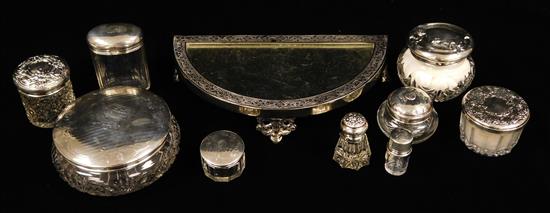 Appraisal: STERLING Vanity pieces ten pieces mostly glass with silver repousse