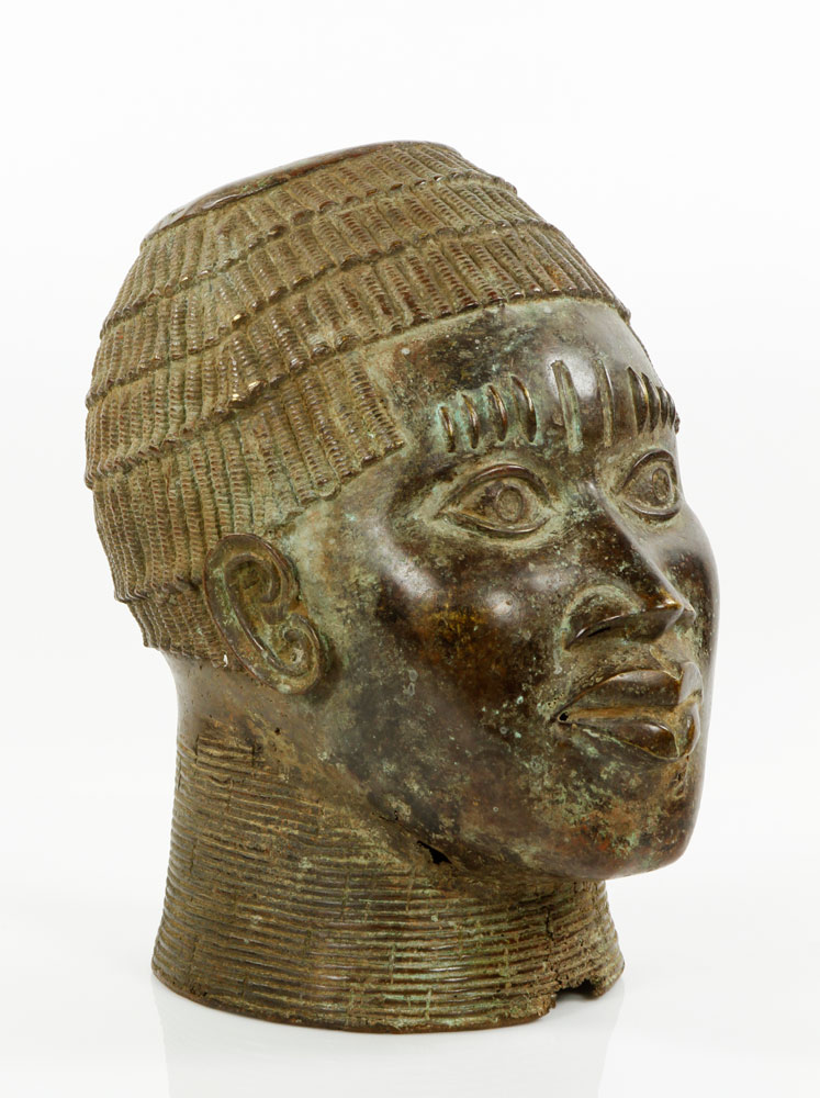 Appraisal: - Benin Bronze Bust Benin bronze bust of a male