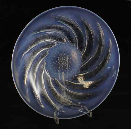 Appraisal: A Lalique 'Poissons' opalescent glass dish etched mark 'R Lalique'