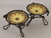 Appraisal: A pair of small dishes on metal stands finely decorated