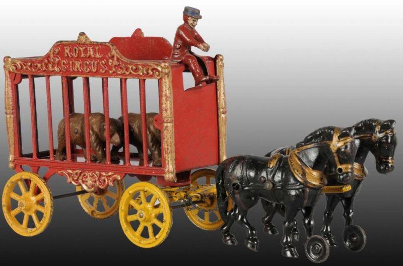 Appraisal: Large Cast Iron Hubley Royal Circus Wagon Toy Description Gold