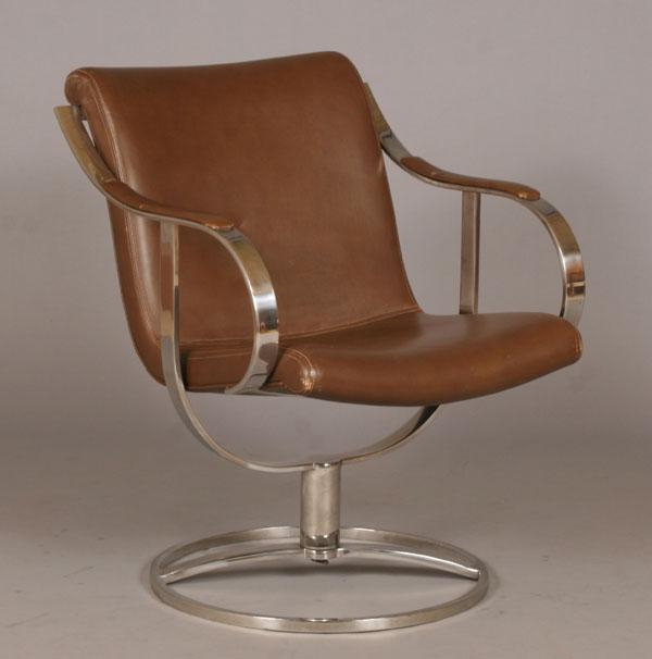 Appraisal: Steelcase furniture Warren Platner design chrome and leather swivel chair