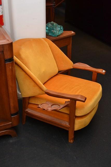 Appraisal: A PAIR OF SHAPIRO 'S TEAK AND VELVET ARMCHAIRS A