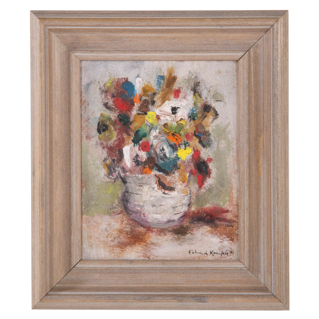 Appraisal: Edward Rosenfeld Floral Still Life oil on board American -