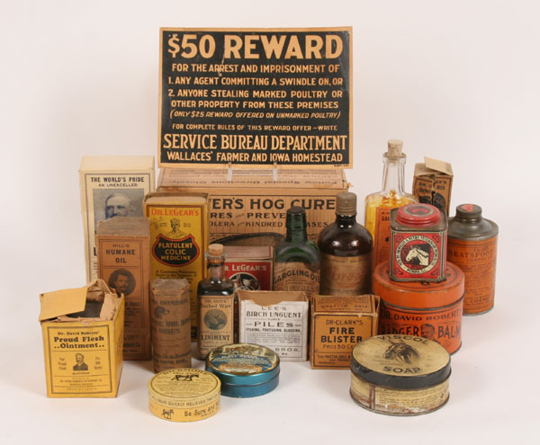 Appraisal: Lot includes items relating to animal cures includes a cardboard