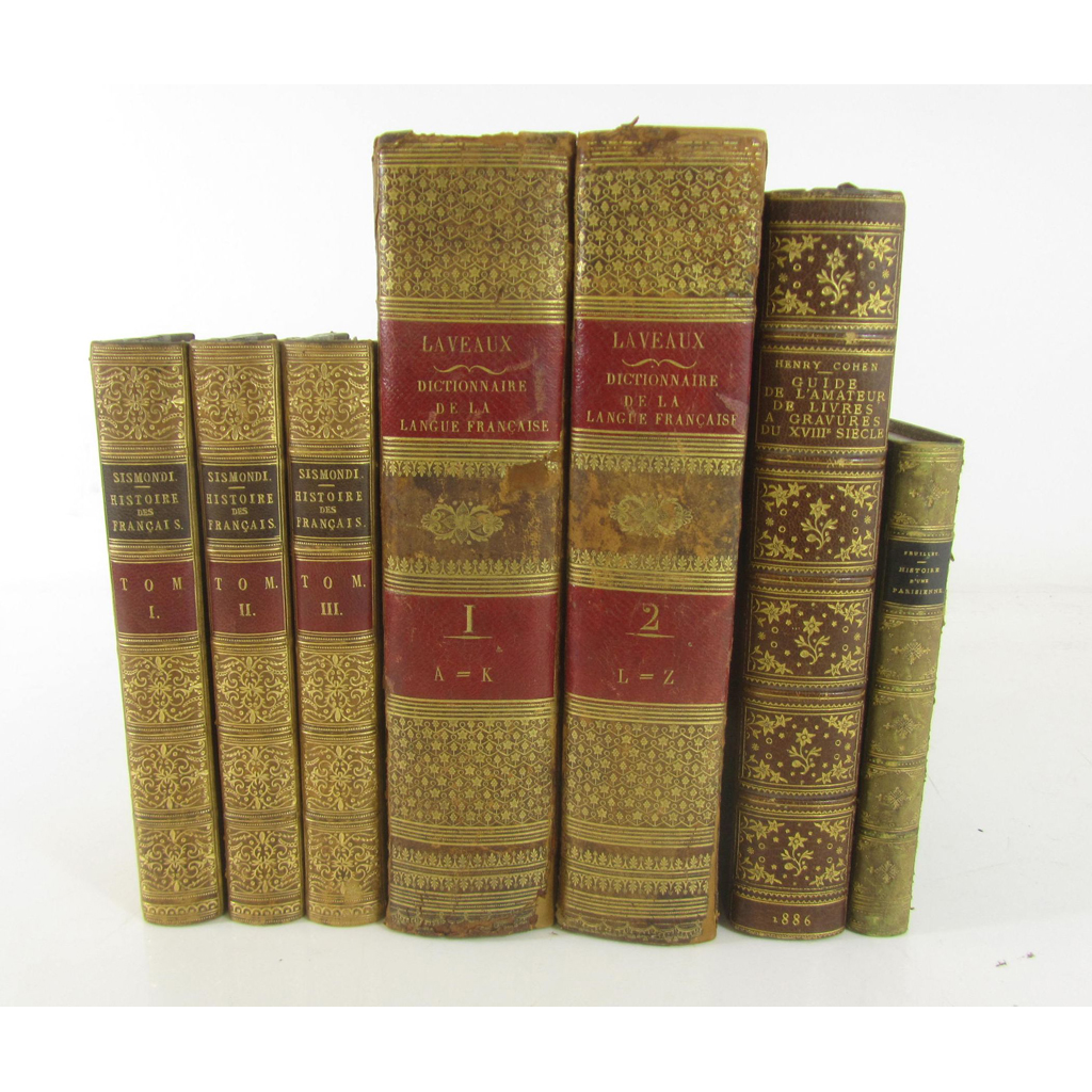 Appraisal: French Literature mostly leather bindings books including Volney Constantin Fran