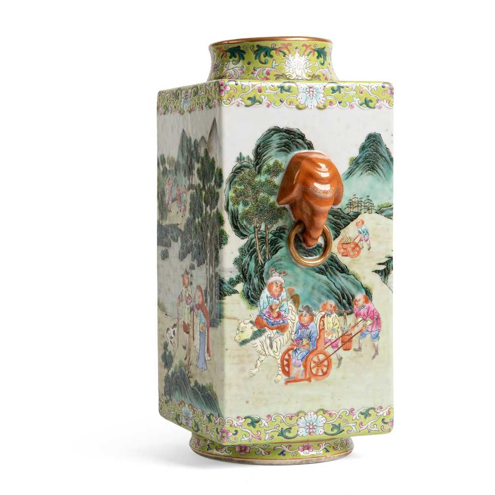 Appraisal: FAMILLE ROSE 'CONG' VASE QIANLONG MARK AND POSSIBLY OF THE