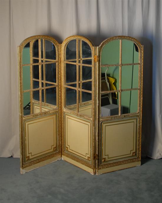 Appraisal: A Continental Three-section Screen domed panels each section with six