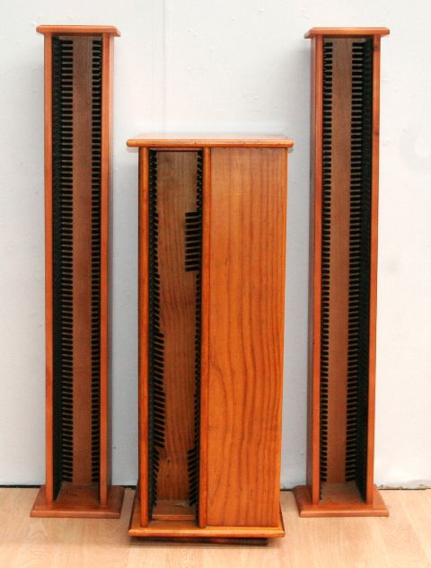 Appraisal: A pair of stained pine CD tower racks together with