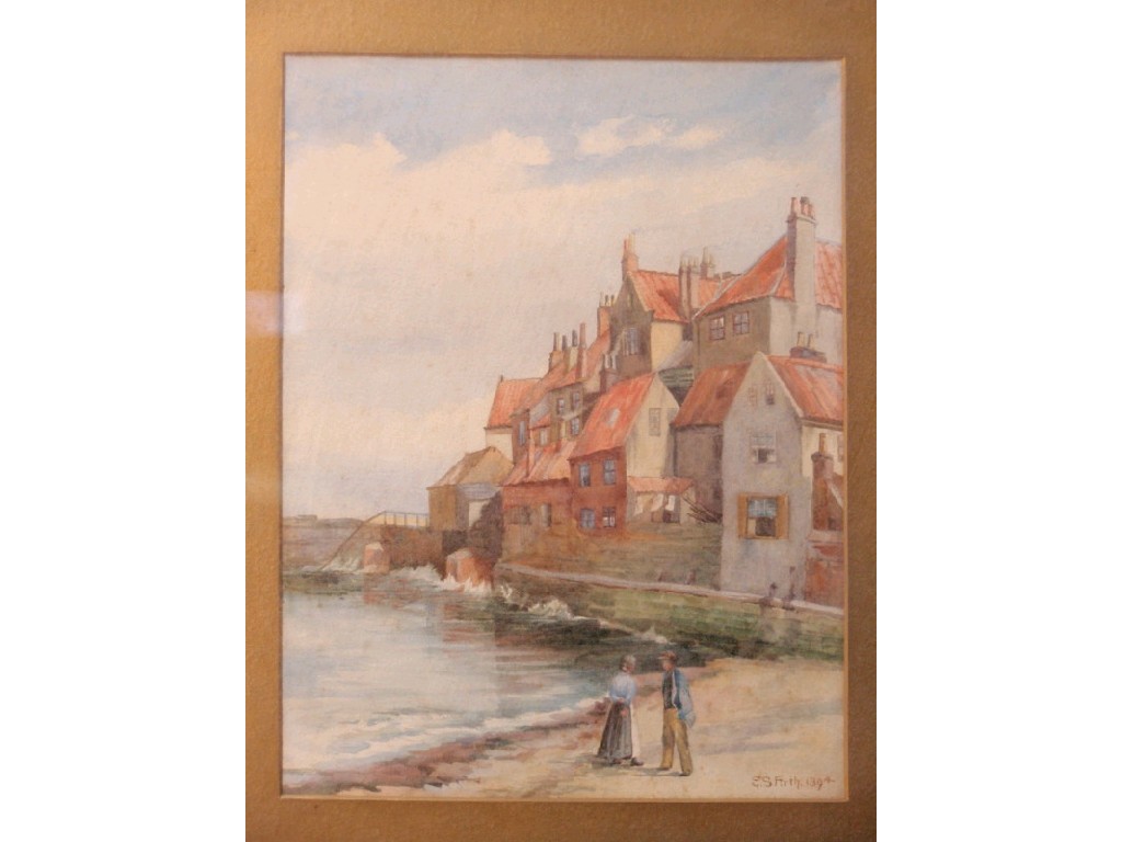 Appraisal: E S Firth Harbour scene with red pantile buildings Watercolour