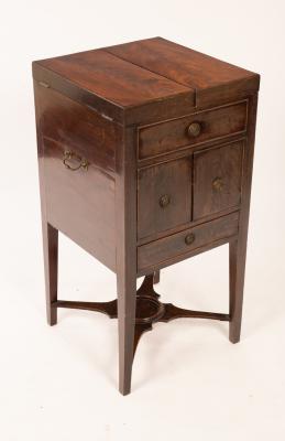 Appraisal: A late th Century enclosed mahogany washstand with cupboards and