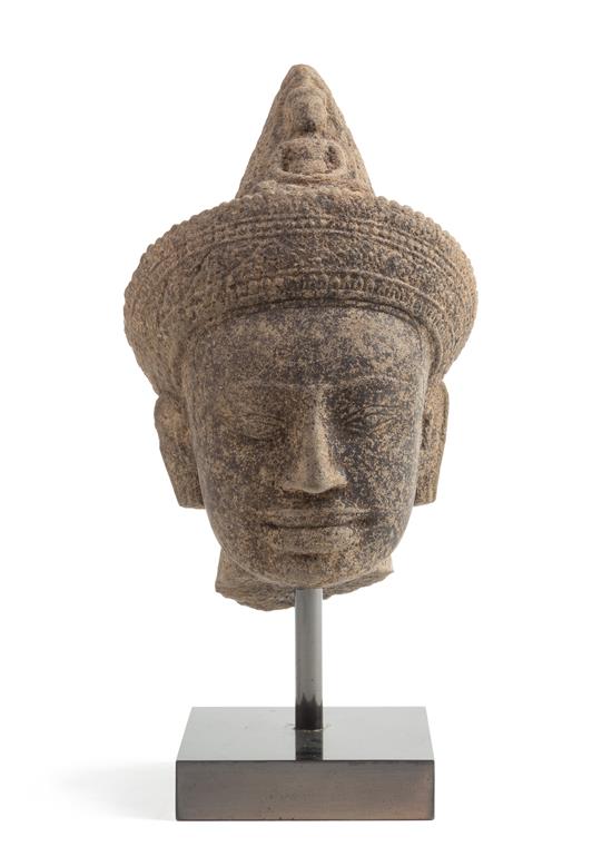 Appraisal: Sale Lot A Khmer Sandstone Head of a Deity the