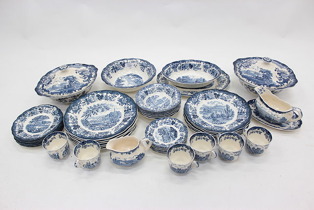 Appraisal: A ROYAL WORCESTER AVON SCENES BLUE AND WHITE DINNER SERVICE