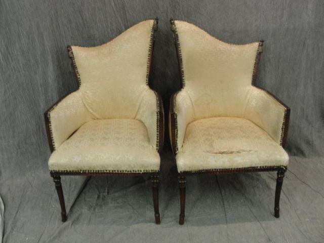 Appraisal: Pair of Upholstered Fireside Chairs Dimensions x x