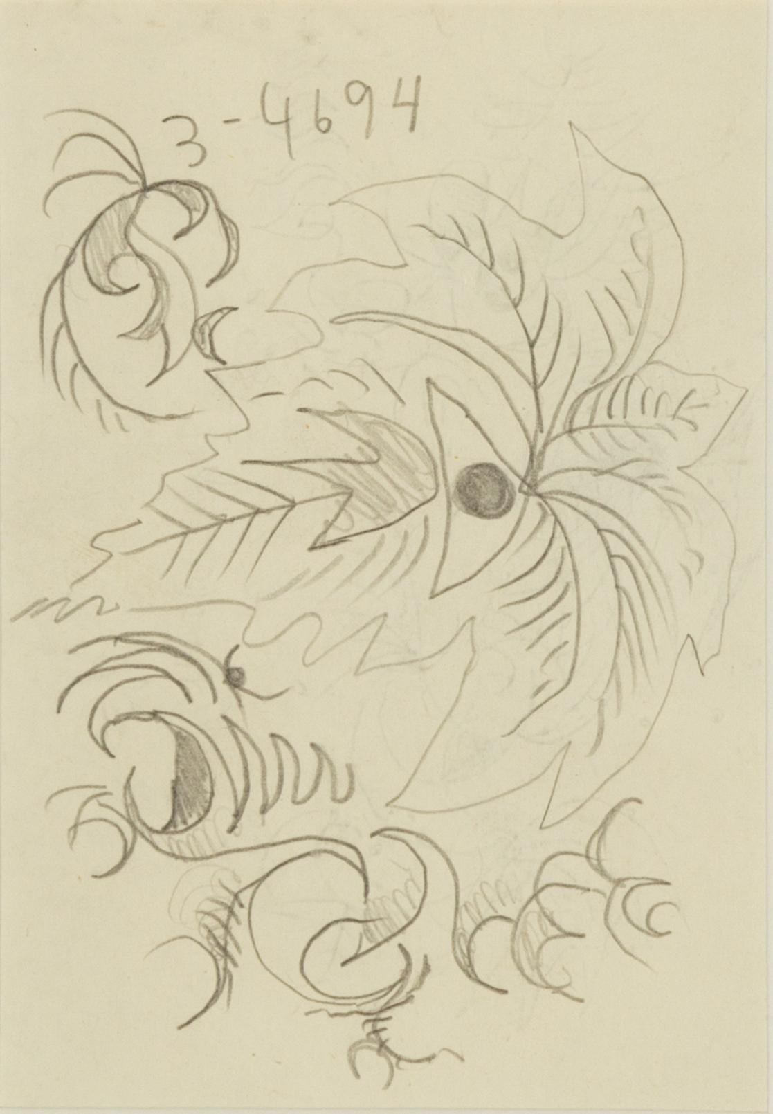 Appraisal: CHARLES BURCHFIELD - DOODLE - graphite pencil double sided drawing