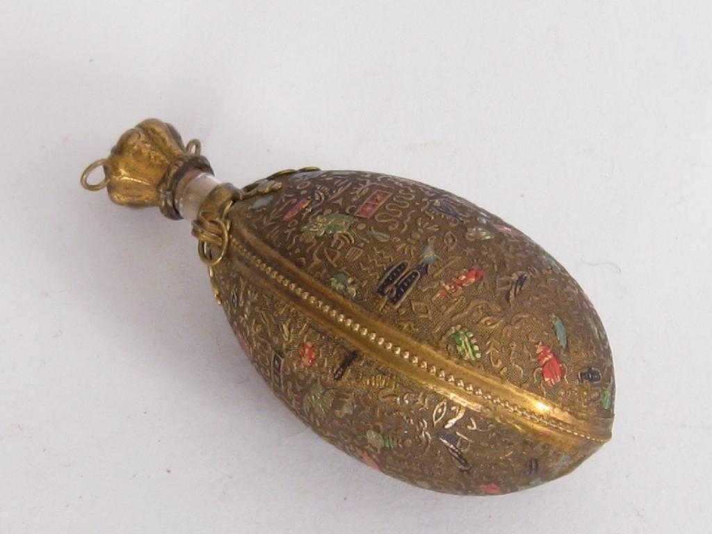 Appraisal: A th Century brass Scent Bottle of ovoid shape the