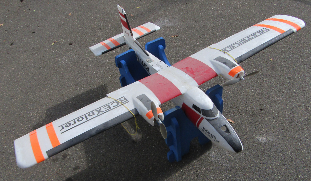 Appraisal: A polystyrene remote controlled twin propeller airplane RC EXplorer cm