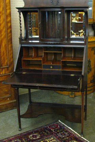 Appraisal: Vintage mahogany slant front desk etagere Federal influence circa turn