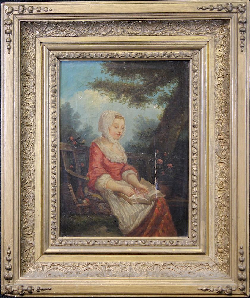 Appraisal: th C European School Painting of Woman Reading th C