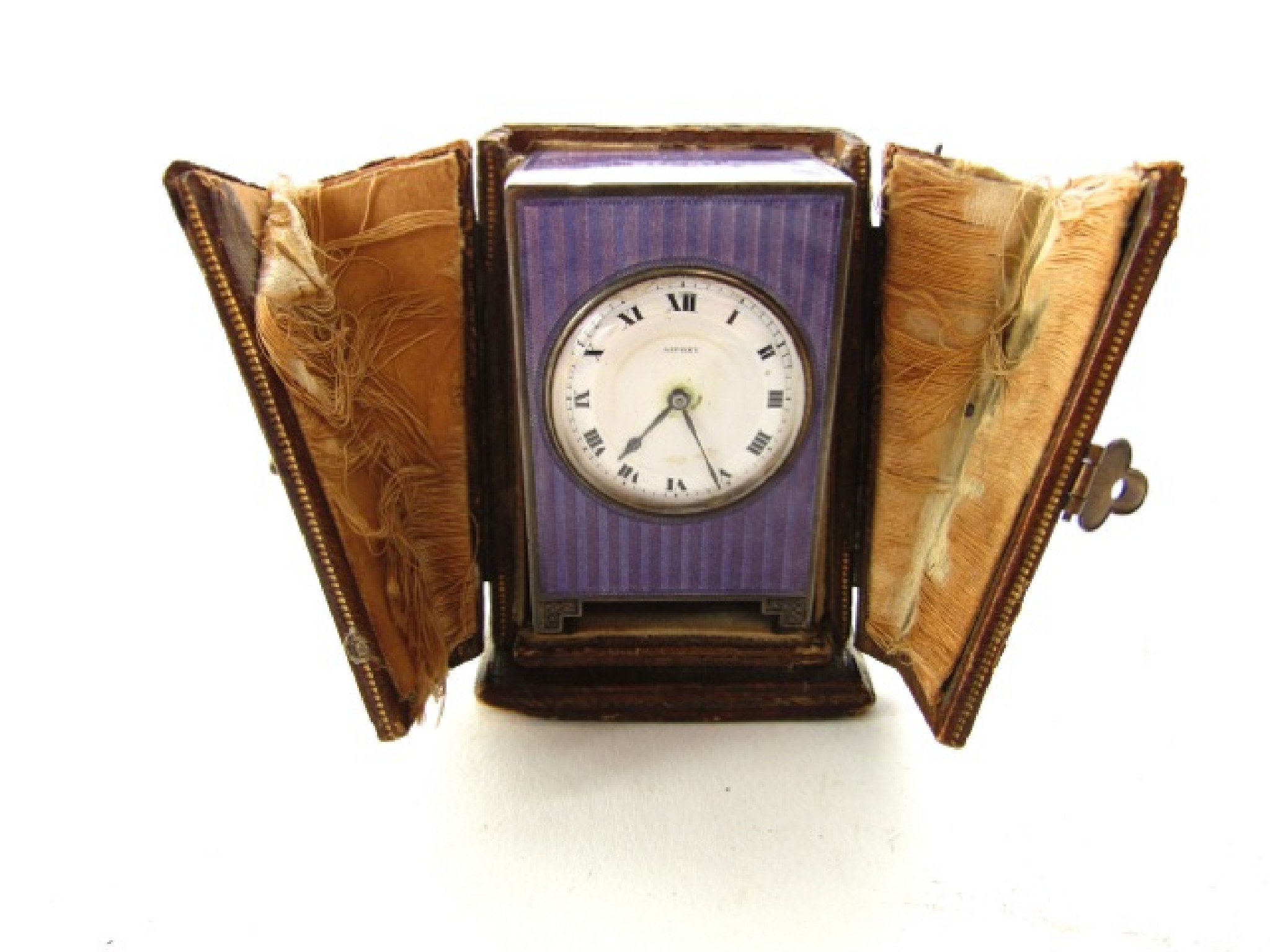 Appraisal: An enamelled silver miniature carriage clock Asprey with import marks