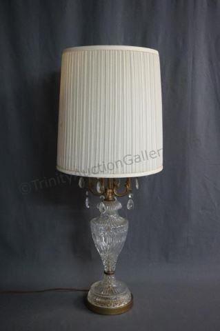 Appraisal: 's Crystal Table Lamp with Prisms and Shade Lamp a