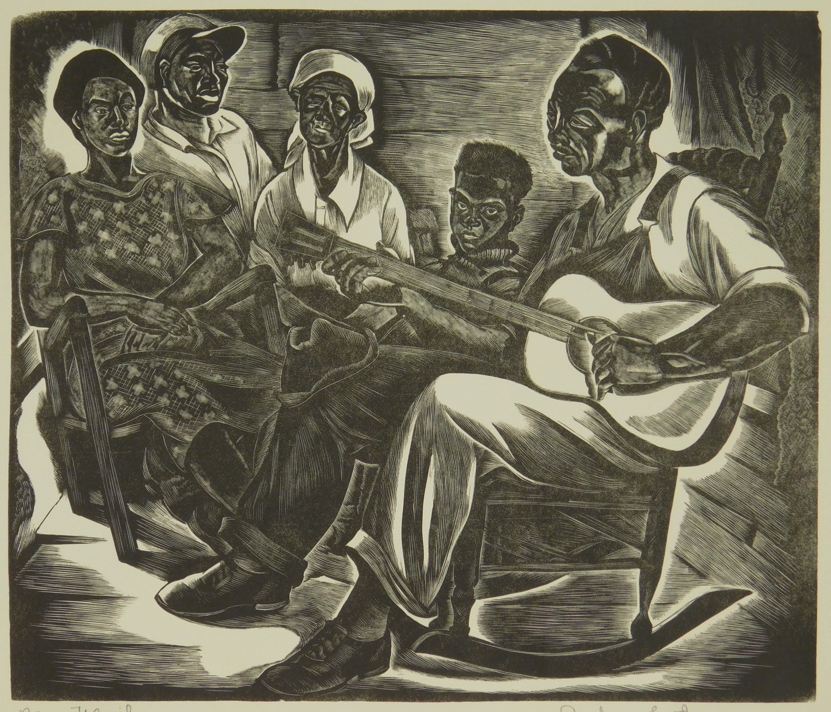 Appraisal: Barbara Latham - ''Negro Family''- wood engraving signed and titled