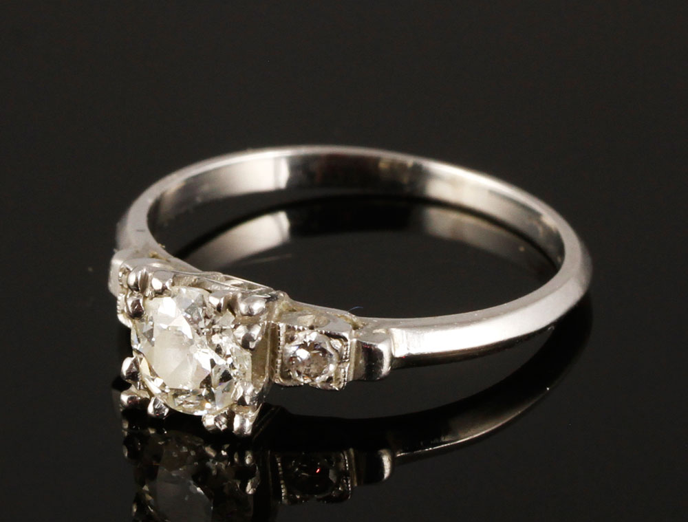 Appraisal: - Platinum and Diamond Ring Platinum and diamond ring center