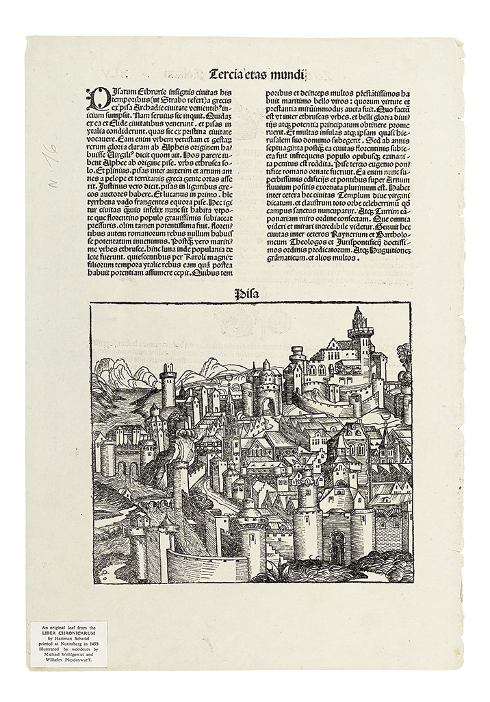 Appraisal: SCHEDEL HARTMANN Pisa Half-page woodcut illustration from the Latin language