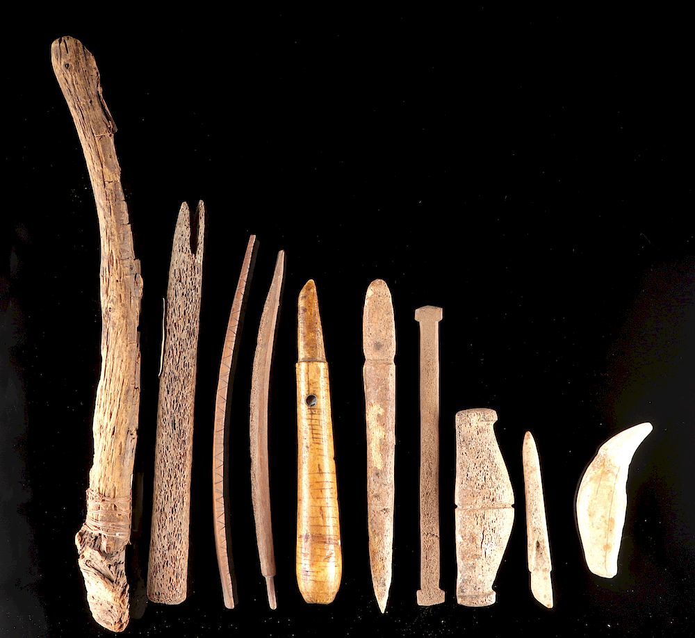 Appraisal: Lot of Pre-Contact Inuit Bone Wood Tool Assortment Native American