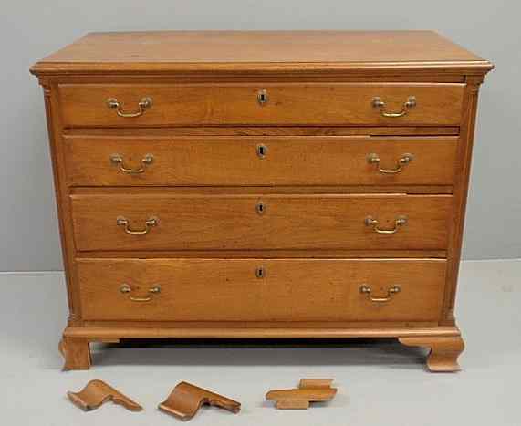 Appraisal: Philadelphia Chippendale walnut chest of drawers c with a molded