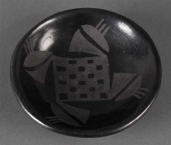 Appraisal: Santa Clara blackware pottery bowl by Fidel Archuleta second half-