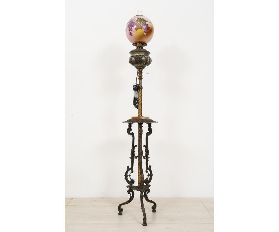 Appraisal: Victorian iron and brass piano parlor lamp with duplex burner