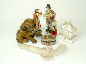 Appraisal: Rosenthal figure of a puppy cm high Naples porcelain box