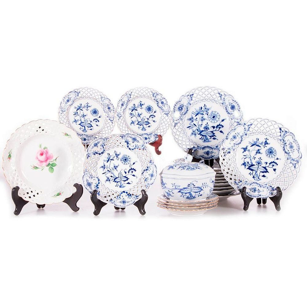 Appraisal: Meissen Blue Onion Partial Dessert Service Meissen Blue Onion Pattern