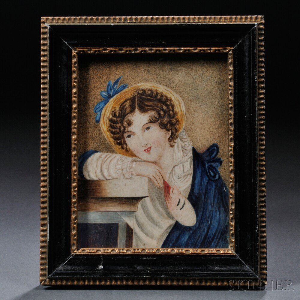 Appraisal: American Continental School th Century Portrait Miniature of a Young