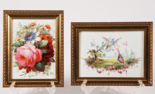 Appraisal: SIGNED FRAMED PAINTINGS ON PORCELAIN SIGNED FRAMED PAINTINGS ON PORCELAIN