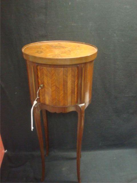 Appraisal: Inlaid Tambour Front End Table Nice quality and small From