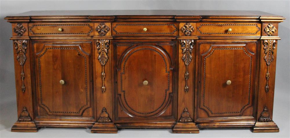 Appraisal: LARGE CLASSICAL STYLE CHERRYWOOD CREDENZA having a long rectangular top