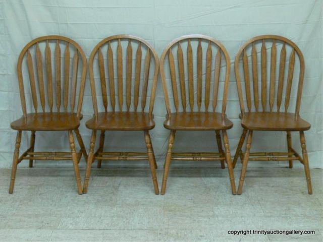 Appraisal: Oak Bow Bent Wood Slat Back Dining Chairs Bid is