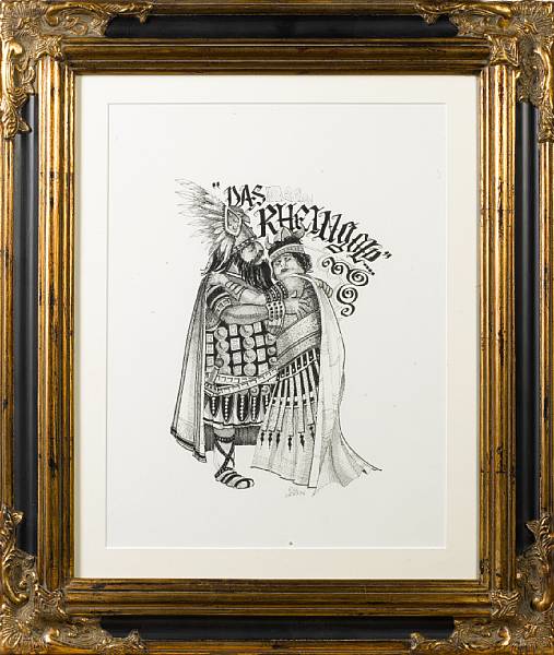 Appraisal: Rick Griffin 'Das Rheingold' circa pen and ink signed framed