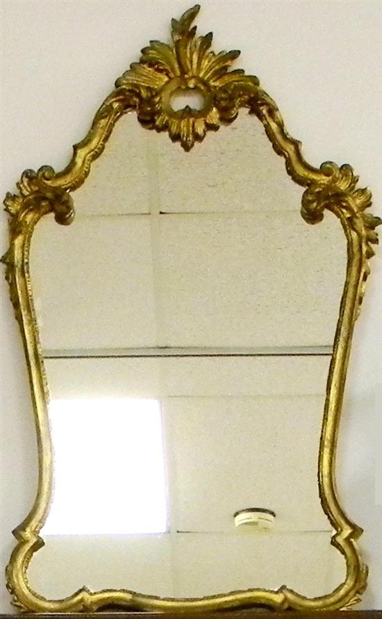 Appraisal: Wall mirror large gilt shield form with pierced crest repair