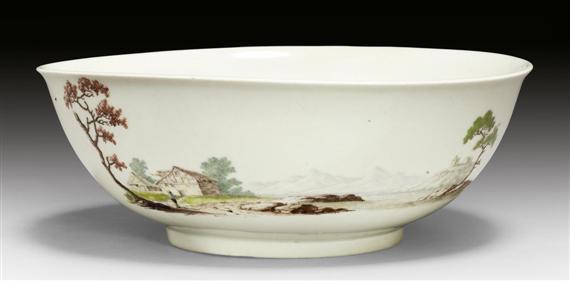 Appraisal: BOWL WITH LANDSCAPE PAINTING ZURICH CIRCA Underglaze blue mark Z