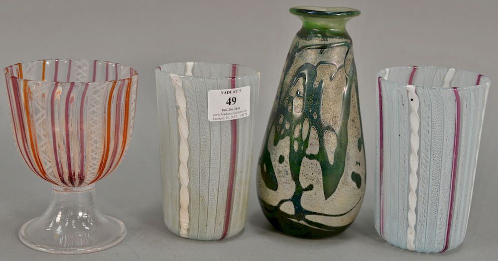 Appraisal: Five piece art glass group to include a pair of