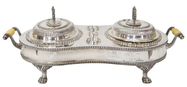 Appraisal: American silver plate double chafing dish entree warmer Crown Silver