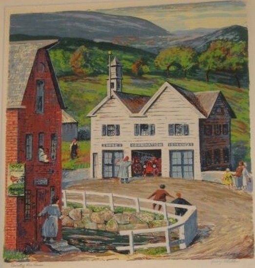 Appraisal: HARRY SHOKLER Country Fire House Color screenprint x mm x