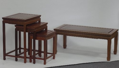 Appraisal: An Oriental hardwood table cm wide and a similar nest