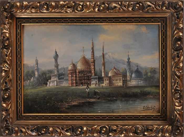 Appraisal: FREDERICK GILBERT ACTIVE - VIEW OF A MOSQUE Oil on