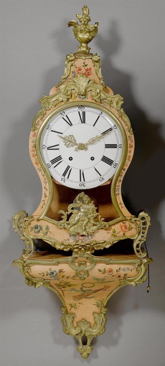 Appraisal: PAINTED CLOCK with plinth Louis XV Neuchatel circa Wood painted